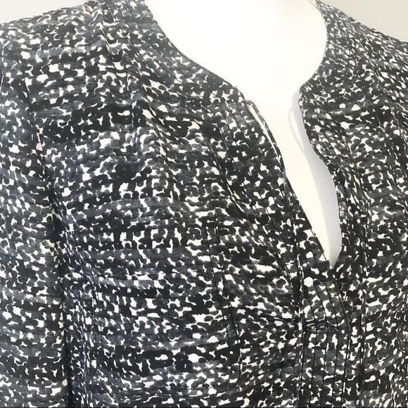 Rebecca Taylor black silk geometric blouse size 6 flowy long sleeve designer - Picture 3 of 9